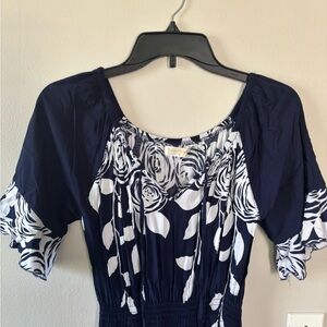 Navy and White Floral Dress